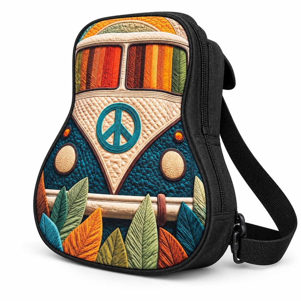 NEW Retro Camper Van Peace Sign Crossbody Sling Hippie Boho Travel Festival Bag